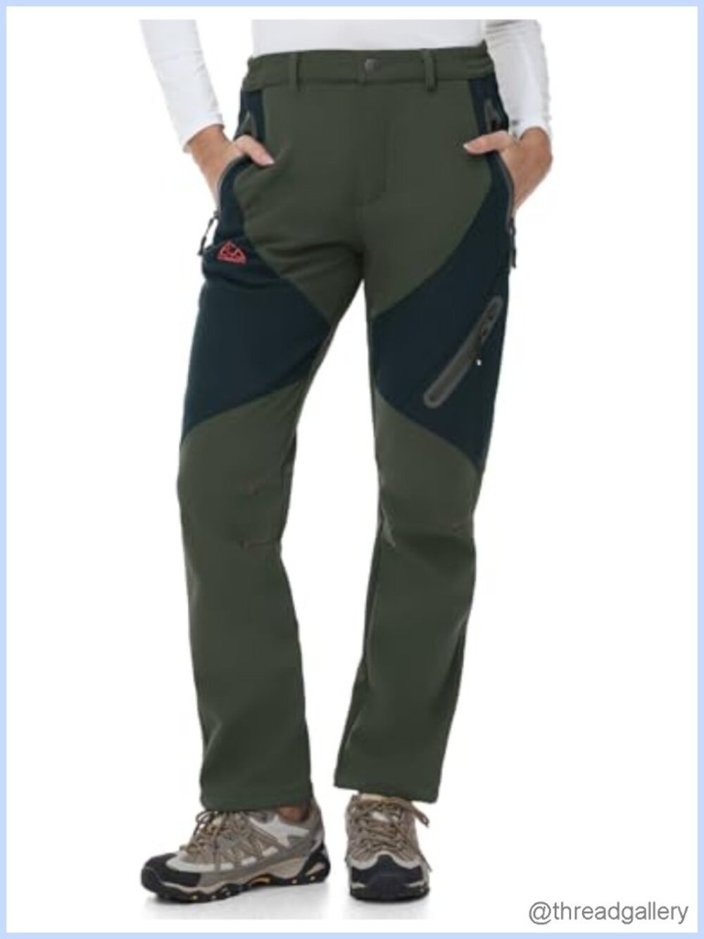 Fleece Lined Waterproof Ski Snow Pants Insulated Softshell Winter Cargo Hiking